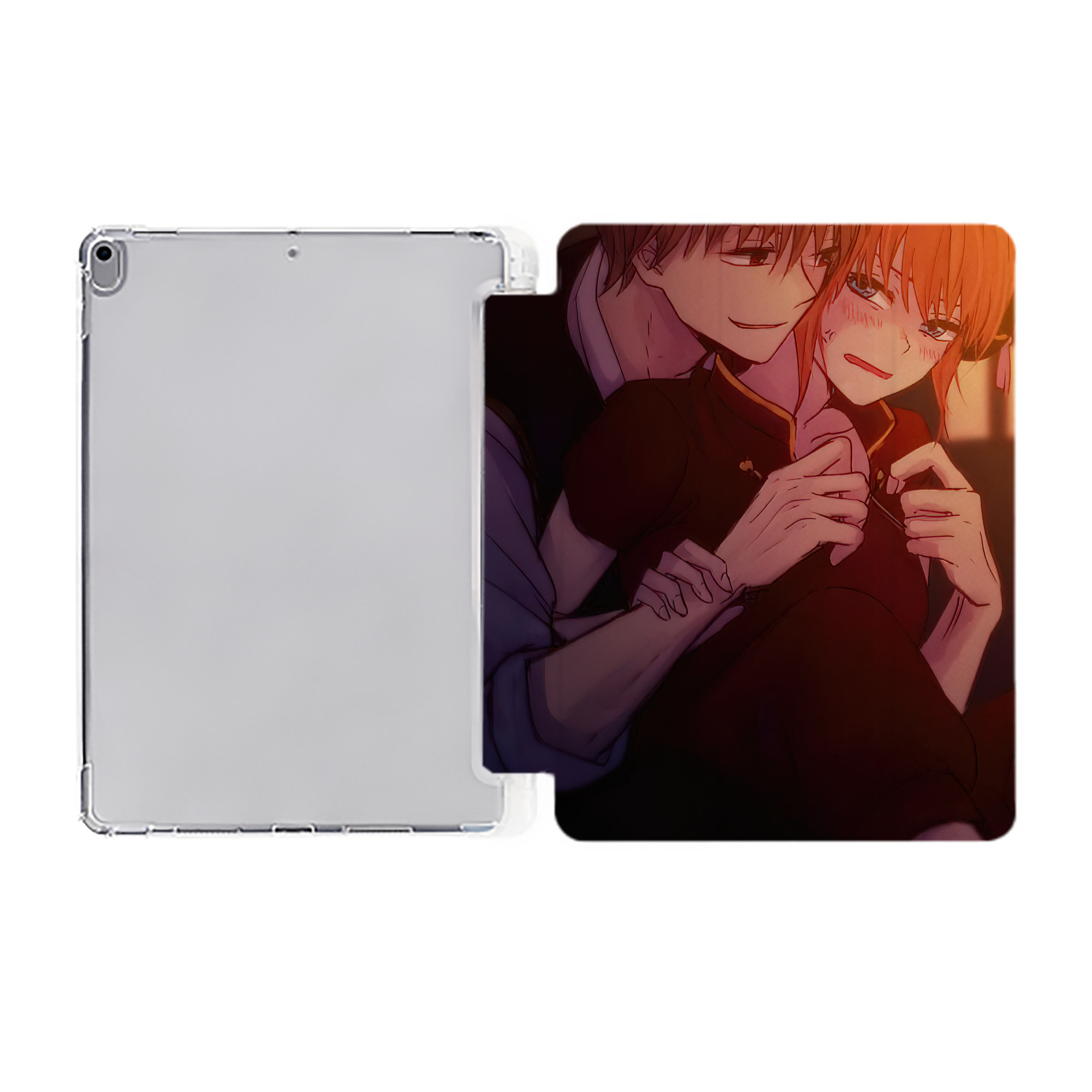 ぎんたま 坂田銀時（さかたぎんとき） 神楽 志村新八（しむら しんぱち） GINTAMA Sakata Gintoki Kagura Shimura Shinpachi IPad ケース ペン収納付き 三つ折りスタンド PUレザー×シリコン 対応機種9.5/10.5/10.9インチ